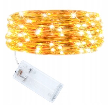 Światełka druciki 20 LED 2M ciepły biały na baterie