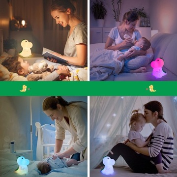 SILIKONOWA LAMPKA DO POKOJU DZIECIĘCEGO DINOZAUR LAMPKA NOCNA LED RGB 3000K
