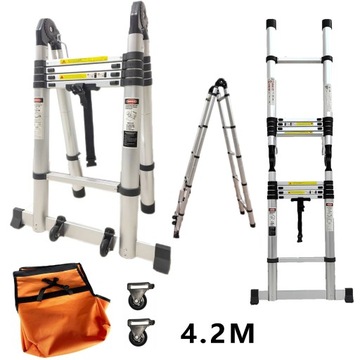 4M2 Drabina Drabinka Dwustronna Teleskopowa +Przegubowa 2x5Stopnie 150KG