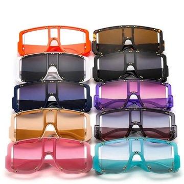 Солнцезащитные очки с заклепками в полурамке Y2K, женские солнцезащитные очки большого размера, мужская мода