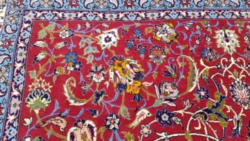 ИСФАХАНСКИЙ ПОДПИСАННЫЙ ГЛЯНЦЕВЫЙ R.ТКАНЫЙ ПЕРСИДСКИЙ КОВЕР ШЕЛК + ШЕРСТЬ ПРОБКА 158/260
