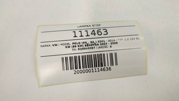 LAMPA STOP VW POLO 9N FACELIFT 5D 6Q6945097