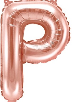 Balon foliowy LITERA P różowe złoto rose gold mały 35 cm NAPIS NA URODZINY