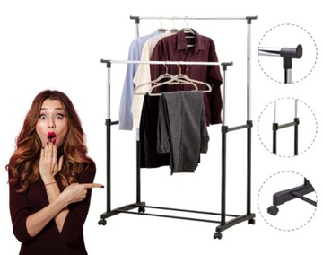 вешалка для одежды STAND на колесах, металл, шкаф складной