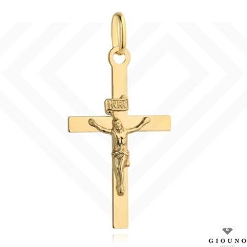 Krzyżyk złoty 585 gładki z wizerunkiem Jezusa