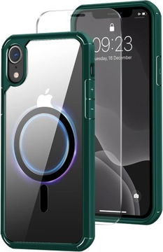 CASE ETUI MAGSAFE DO IPHONE XR ZIELONA RAMKA + SZKŁO