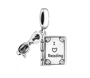 CHARMS ZAWIESZKA I LOVE READING KSIĄŻKA OKULARY CHARMS BOOKLOVER 925