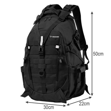 Сильный большой тактический военный туристический рюкзак, вместительный для школьного черного цвета