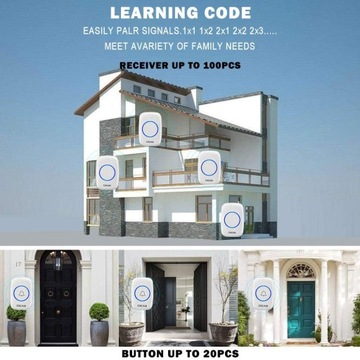 1x музыкальный колокол беспроводной дверь+2 получателя