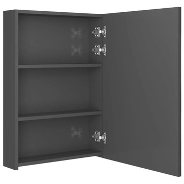 Шкаф для ванной комнаты с зеркалом и светодиодом, блестящий серый, 50x13x70 см