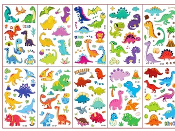 Tatuaże 10 arkuszy DINOZAURY