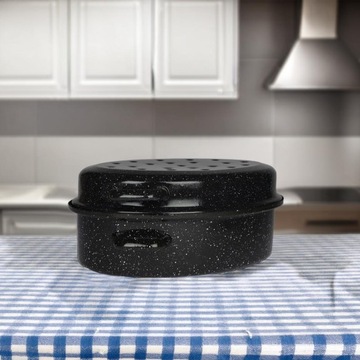 DUŻA BRYTFANNA EMALIOWANA BRYTFANKA GĘSIARKA 5,5 L INDUKCJA + POKRYWA