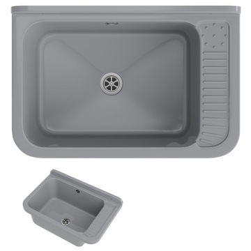 ZLEW GOSPODARCZY TECHNICZNY SZARY KOMORA ROBOCZA PRALNIA GARAŻ NEGRA DUŻA