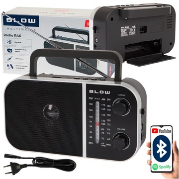 RADIO KUCHENNE 230V BLUETOOTH USB SD PRZENOŚNE BUDOWLANE NA BATERIE ANTENA