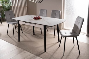 APOLLO Стол 120(160)X80 под белый мрамор/черный