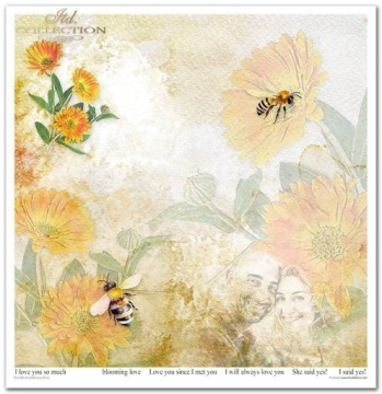 Скрапбукинг PAPER SET 30x30 Summer Love Story цветы бабочки