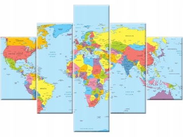 Obraz do pokoju dziecka 100x70 Mapa Świata Tryptyk
