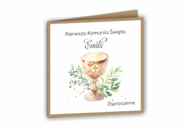Zaproszenia na KOMUNIĘ ŚWIĘTĄ, zaproszenia boho + koperta eko