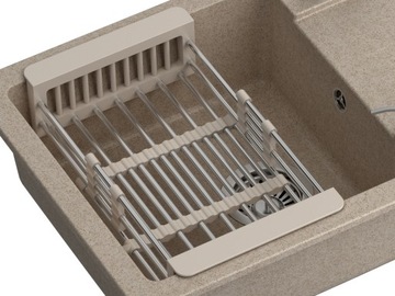 myQ Телескопическая корзина для посуды, фруктов и овощей для кухни, бежевый