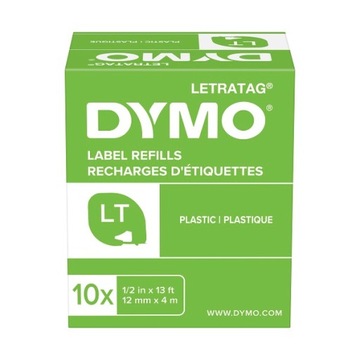 Лента DYMO LetraTag 12 мм пластик белая, S0721560