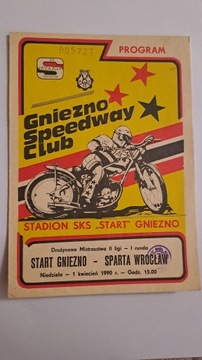 START GNIEZNO - SPARTA WROCŁAW 01-04-1990 - PROGRAM ŻUŻLOWY WYPEŁNIONY
