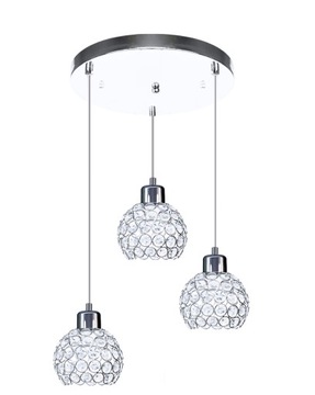 Lampa Wisząca Zwis Chrom Kryształki Diamenty Led
