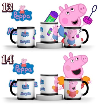 MAGICZNY KUBEK ŚWINKA PEPPA + IMIE + KARTONIK