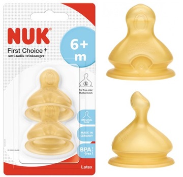 NUK FC+ Smoczek 2 M na butelkę lateksowy 2szt