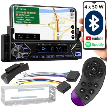 Autorádio Bluetooth 1-DIN Rds Usb Aux Sd Držák Na Telefon Dálkové Ovládání