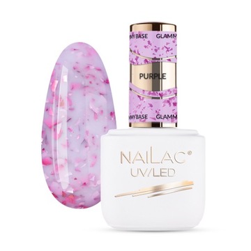 Baza kauczukowa Glammy Base Purple, 2w1 baza i kolor z folią NaiLac 7ml