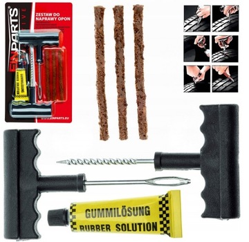 РЕМКОМПЛЕКТ ДЛЯ РЕМОНТА АВТОМОБИЛЬНЫХ ШИН И КОЛЕС С КОМПРЕССОРОМ 14 ЭЛЕМЕНТОВ.