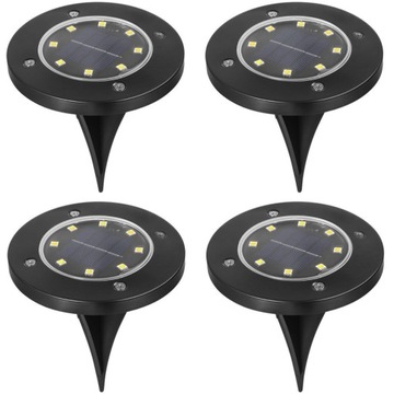 4x LAMPA SOLARNA LED OGRODOWA WBIJANA GRUNTOWA DYSK MOCNA CZARNA