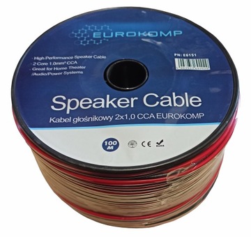 KABEL PRZEWÓD GŁOŚNIKOWY 2x1,0mm CCA 100m.