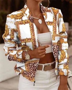 Printed Bomber Biker Jackets Women's Spring Autumn