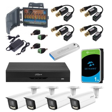 DAHUA zestaw CCTV 4 kamery FullHD XVR 4CH AI 1TB