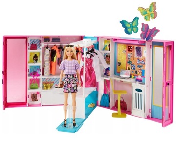 BARBIE WYMARZONA SZAFA + UBRANKA + LALKA PREZENT