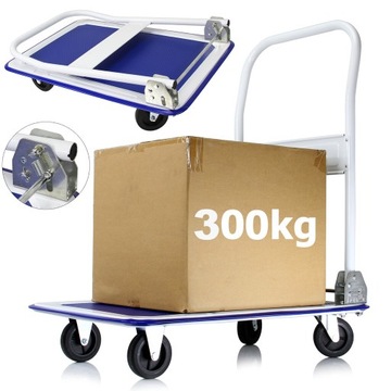 WÓZEK PLATFORMA TRANSPORTOWA 300KG SKŁADANA MAGAZYNOWA