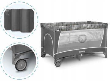 Łóżeczko turystyczne FLOWER grey scandi