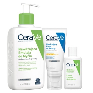 CeraVe Emulsja Nawilżająca do Mycia 236ml, Krem do Twarzy SPF 50 52ml