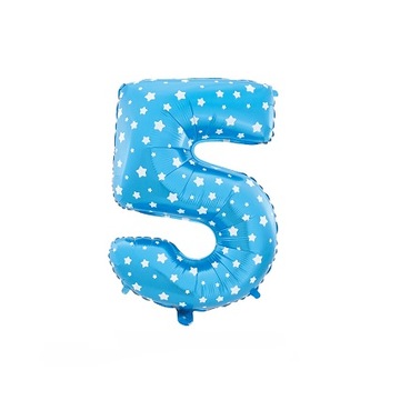 Balon foliowy niebieski gwiazdki cyfra „5” 45cm