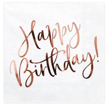 SERWETKI URODZINY 33x33cm Happy Birthday Rose Gold