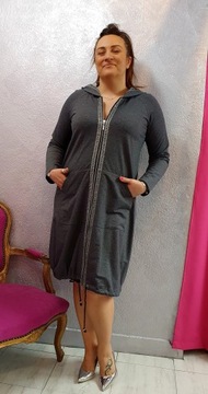 Sukienka Płaszcz Dres szara NICE r.58 Plus size