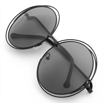 Okulary przeciwsłoneczne okrągłe damskie retro muchy modne eleganckie duże