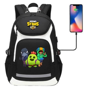 2024 NOWY PLECAK A4 Brawl Stars WODOODPORNY USB WZORY HIGH-CAPACITY