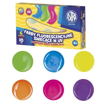 Farby fluorescencyjne 6 kolorów ASTRA x 10 ml