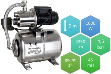 TIP hydrofor pompa 1000W 4350l/h 45mH INOX Niemcy
