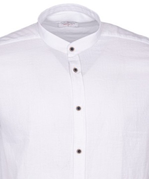 рубашка с воротником стойкой, БЕЛЫЙ Хлопок XL, воротник стойка ОБЫЧНЫЙ