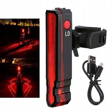 Rower rowerowy Tylne światło tylne LED USB Laser