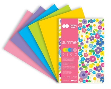 Blok DECO SUMMER A5 20 k 5 kolorów HAPPY COLOR 170 g/m2