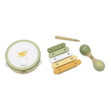 ZESTAW MUZYCZNY DREWNIANE INSTRUMENTY CYMBAŁKI TAMBURYN MARAKAS VIGA POLARB